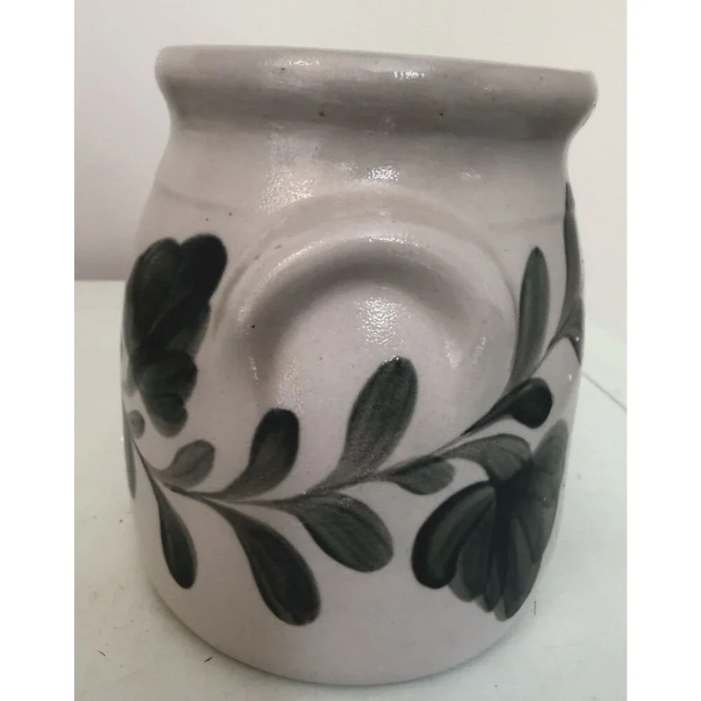 VTG Don Hains Salmon Falls Stoneware Pottery Tart Warmer Pennsylvia Green